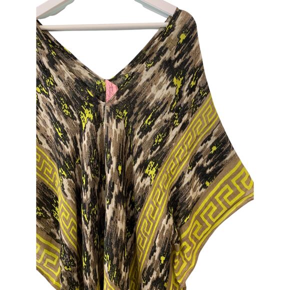 Theodora & Callum Kimono Kaftan Cover Up Tunic Boho Resort Linen Women’s O/S - Picture 2 of 4